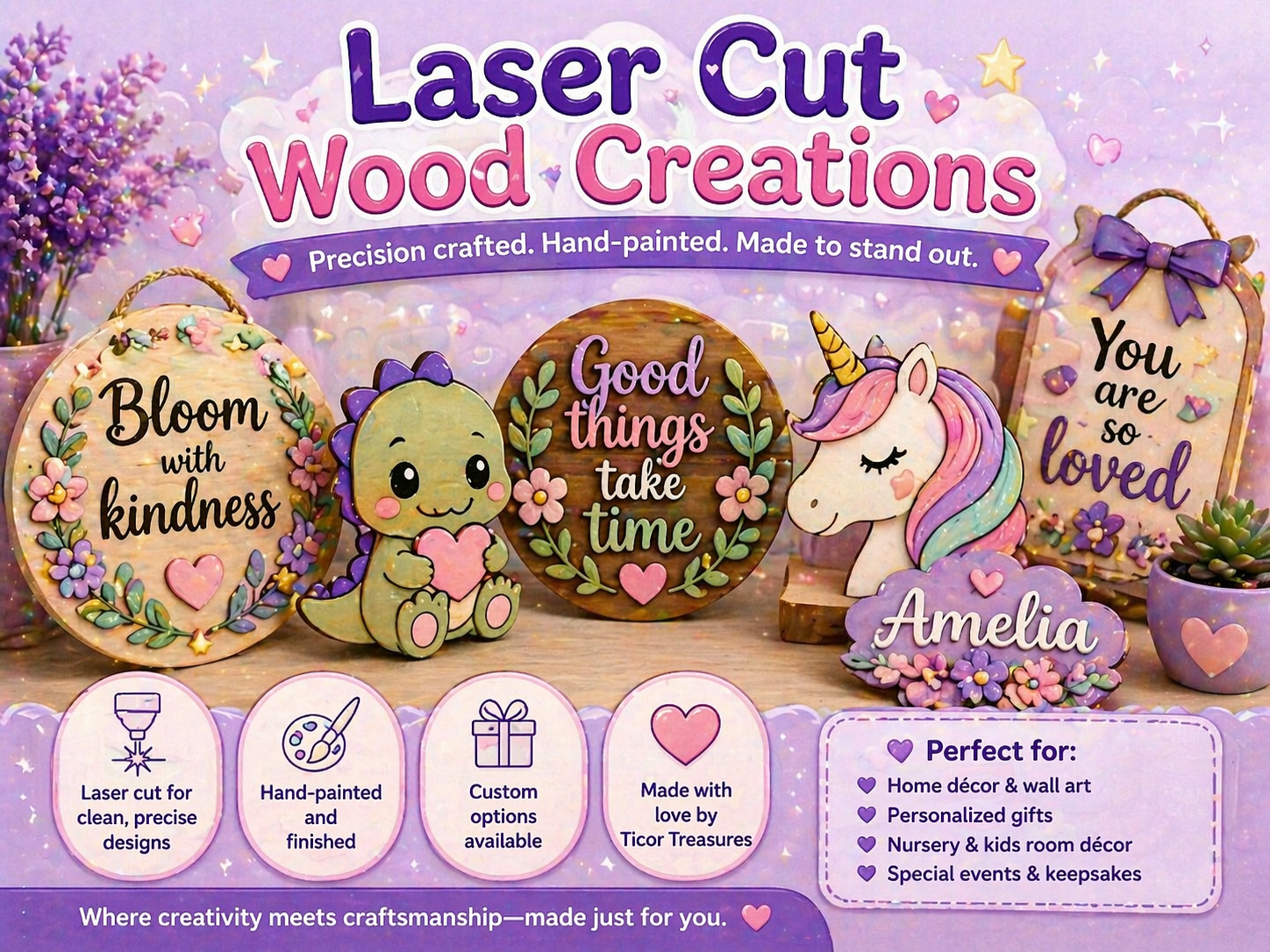 🌿 Laser Cut Wood Creations