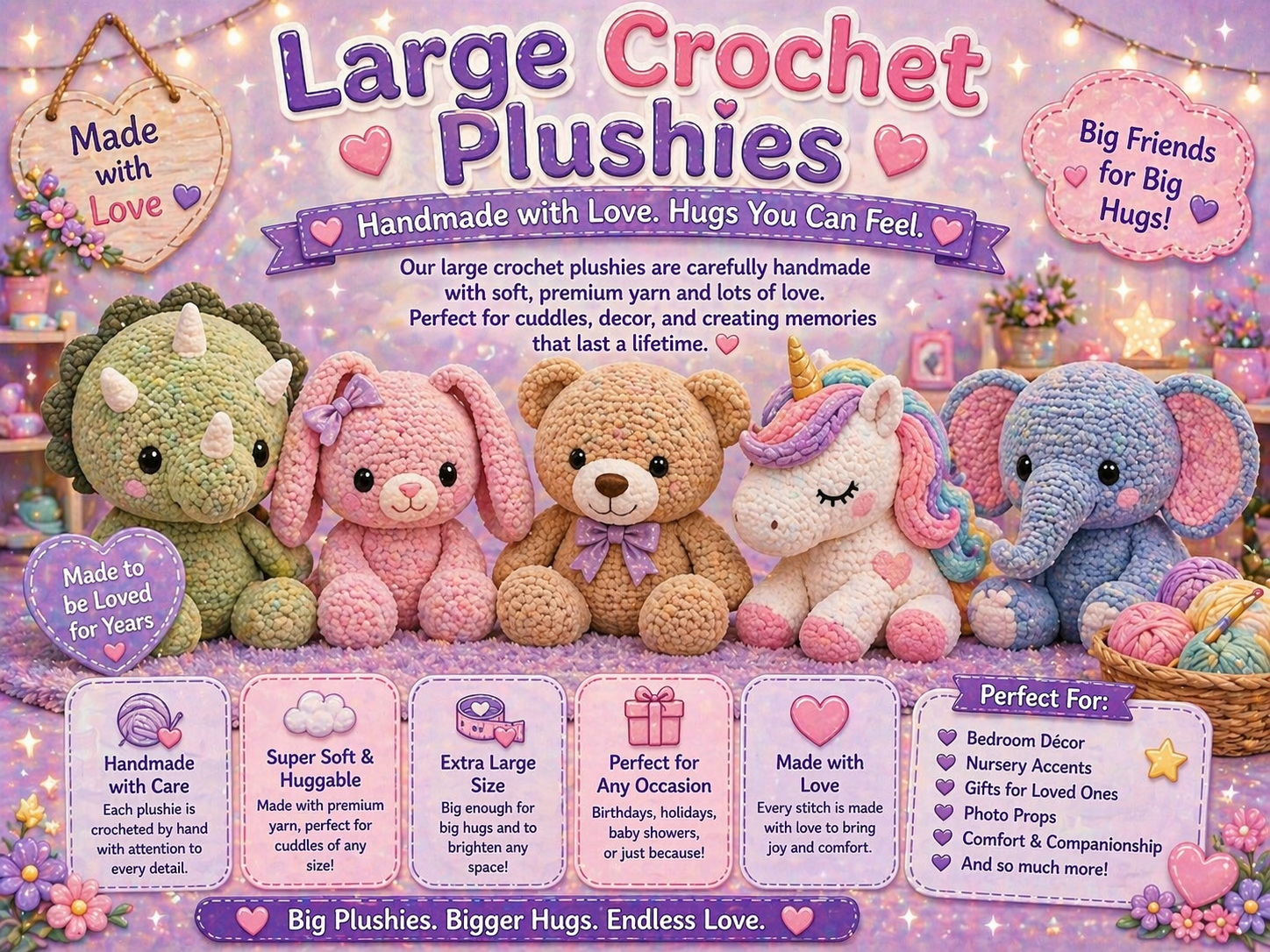 Large Crochet Plushie – Handmade Cuddle Buddy